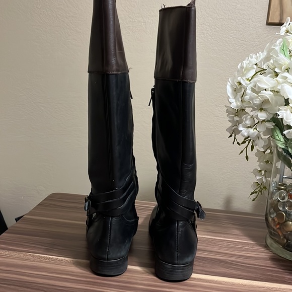 Ralph Lauren, Savion black and brown leather riding boots - Picture 8 of 14